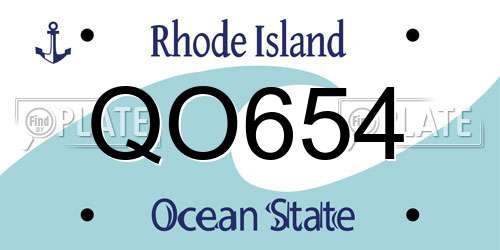 QO654 Rhode Island License Plate