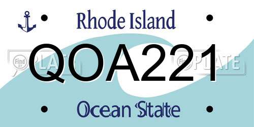 QOA221 Rhode Island License Plate