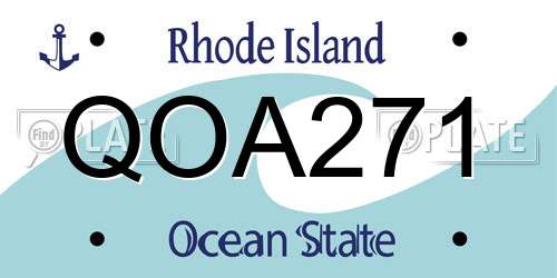 QOA271 Rhode Island License Plate