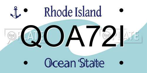 QOA72I Rhode Island License Plate