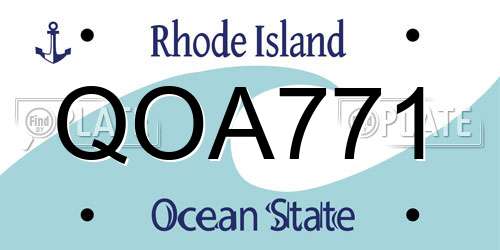 QOA771 Rhode Island License Plate