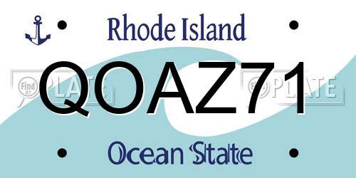 QOAZ71 Rhode Island License Plate