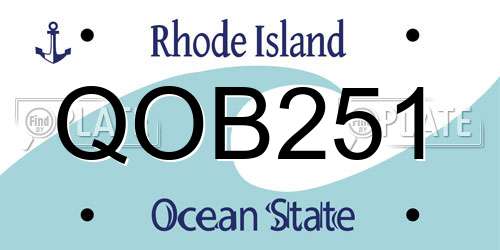 QOB251 Rhode Island License Plate