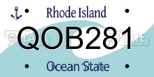 QOB281 Rhode Island License Plate