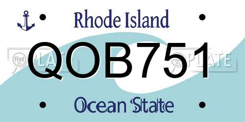 QOB751 Rhode Island License Plate