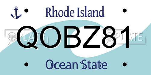 QOBZ81 Rhode Island License Plate