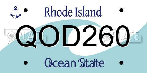 QOD260 Rhode Island License Plate