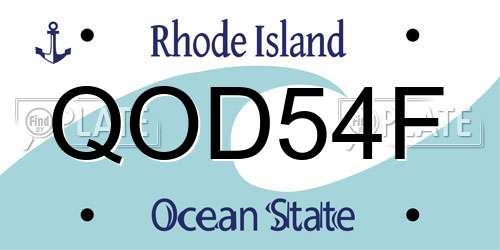 QOD54F Rhode Island License Plate