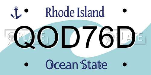QOD76D Rhode Island License Plate