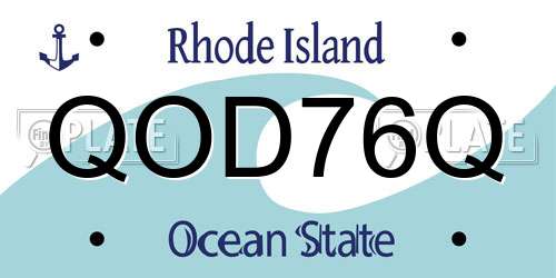 QOD76Q Rhode Island License Plate