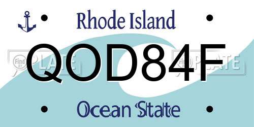 QOD84F Rhode Island License Plate