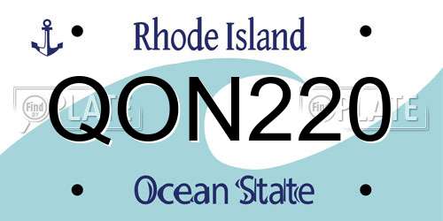 QON220 Rhode Island License Plate