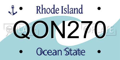 QON270 Rhode Island License Plate