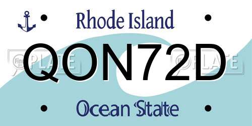 QON72D Rhode Island License Plate