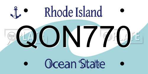 QON770 Rhode Island License Plate