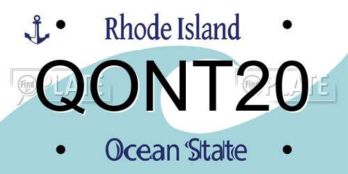QONT20 Rhode Island License Plate