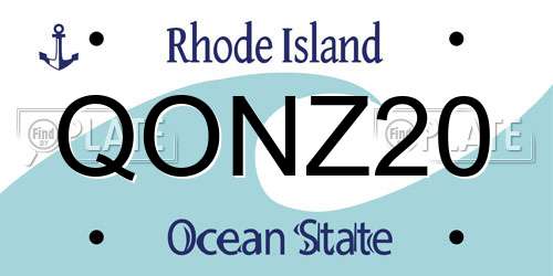 QONZ20 Rhode Island License Plate