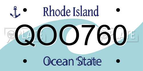 QOO760 Rhode Island License Plate