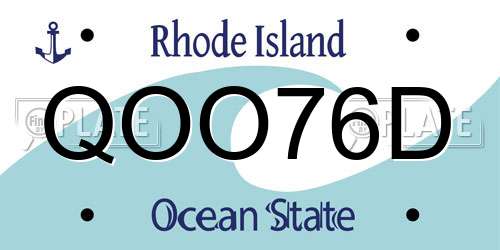 QOO76D Rhode Island License Plate