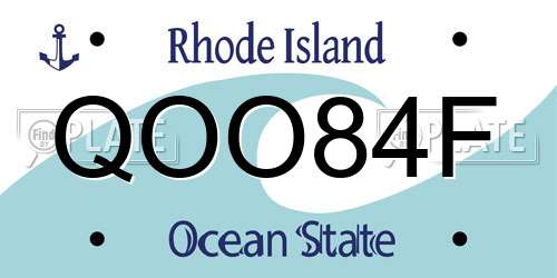 QOO84F Rhode Island License Plate