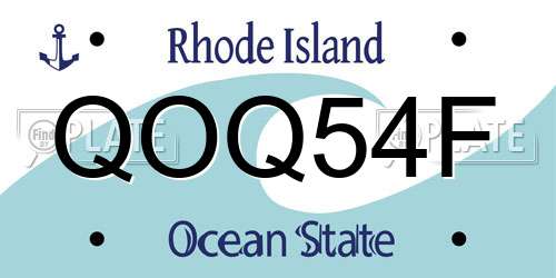 QOQ54F Rhode Island License Plate