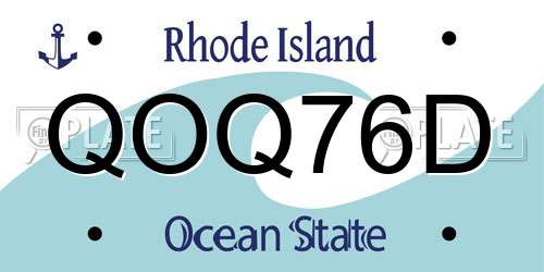 QOQ76D Rhode Island License Plate