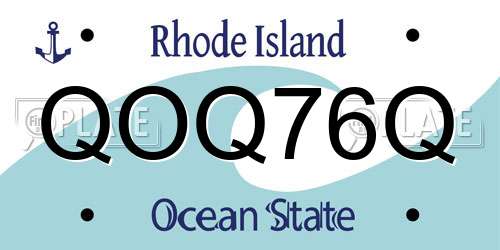 QOQ76Q Rhode Island License Plate