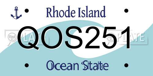 QOS251 Rhode Island License Plate