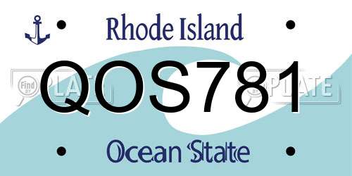 QOS781 Rhode Island License Plate