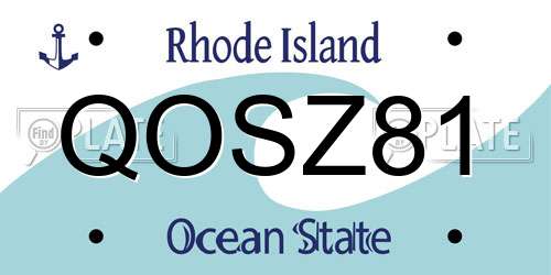 QOSZ81 Rhode Island License Plate