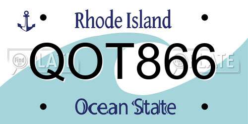 QOT866 Rhode Island License Plate