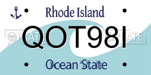 QOT98I Rhode Island License Plate