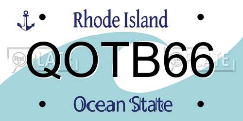 QOTB66 Rhode Island License Plate