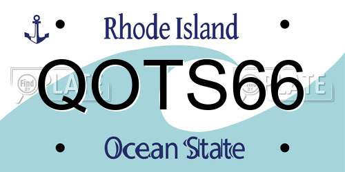 QOTS66 Rhode Island License Plate