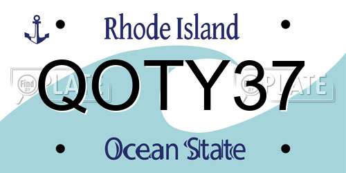 QOTY37 Rhode Island License Plate