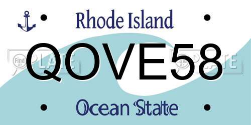 QOVE58 Rhode Island License Plate