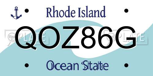 QOZ86G Rhode Island License Plate
