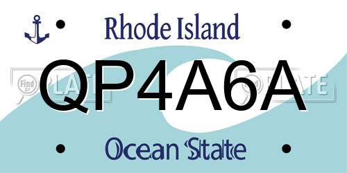 QP4A6A Rhode Island License Plate