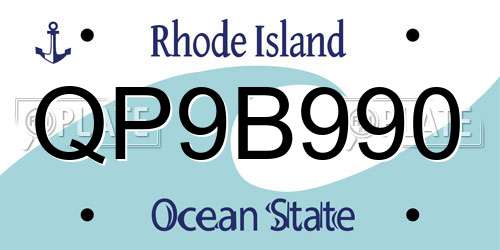QP9B990 Rhode Island License Plate