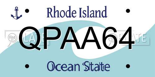 QPAA64 Rhode Island License Plate