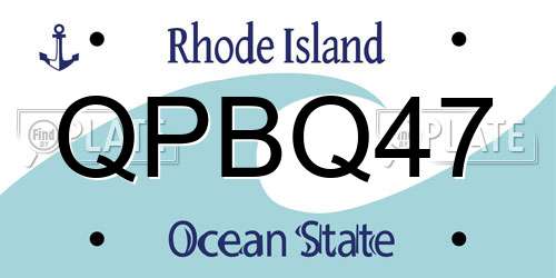 QPBQ47 Rhode Island License Plate