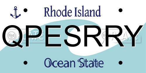 QPESRRY Rhode Island License Plate