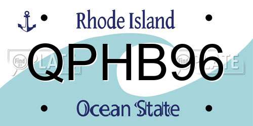 QPHB96 Rhode Island License Plate