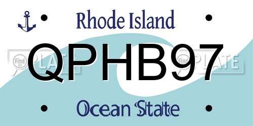QPHB97 Rhode Island License Plate