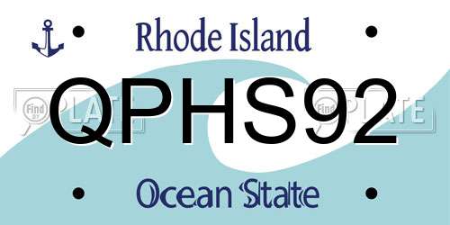 QPHS92 Rhode Island License Plate