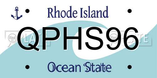 QPHS96 Rhode Island License Plate