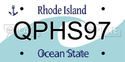 QPHS97 Rhode Island License Plate