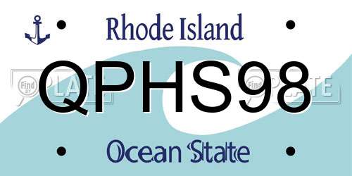 QPHS98 Rhode Island License Plate