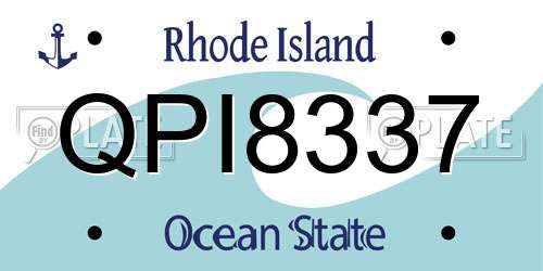 QPI8337 Rhode Island License Plate