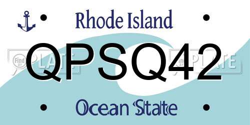 QPSQ42 Rhode Island License Plate